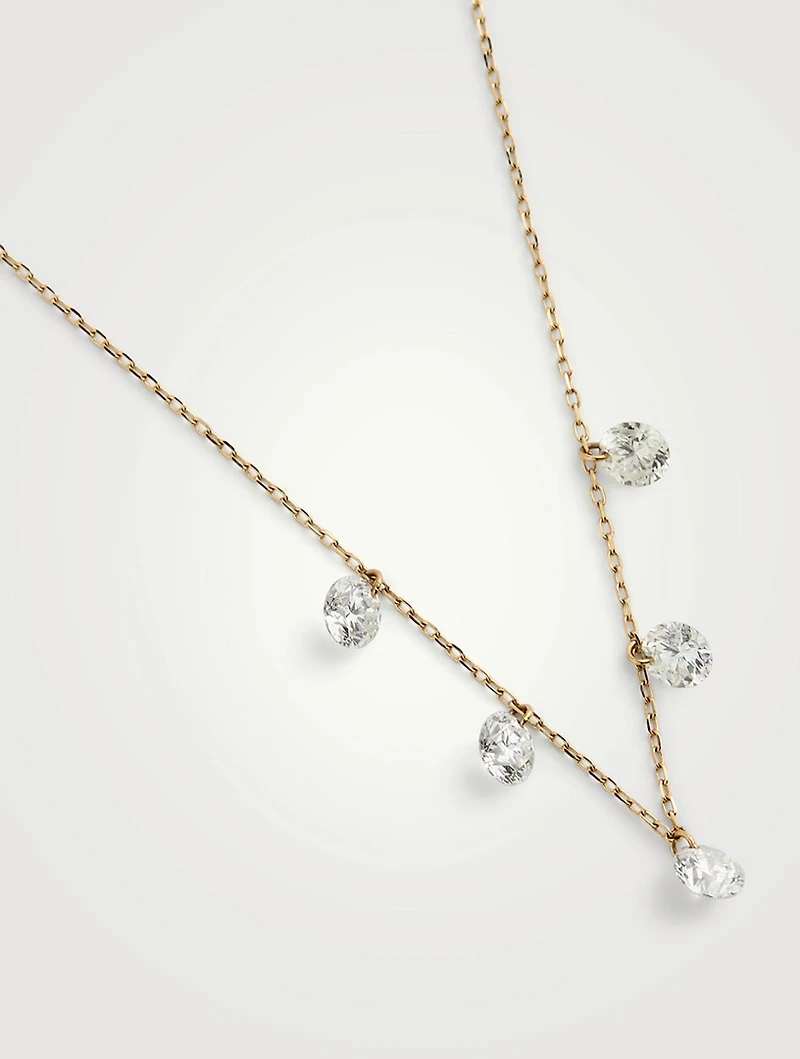 Danaé 18K Gold Hang Up Necklace With Five Diamonds