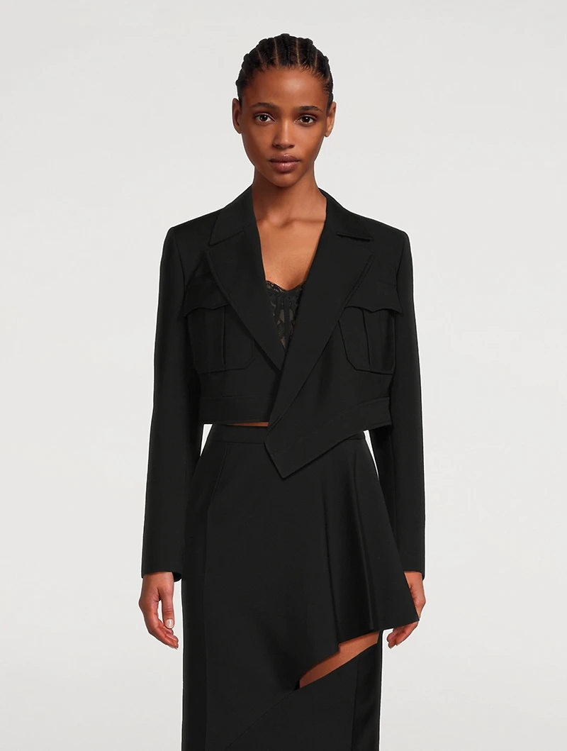 Asymmetric Cropped Military Jacket