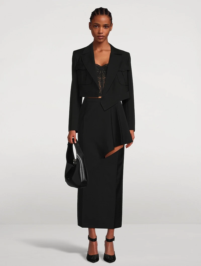 Asymmetric Cropped Military Jacket
