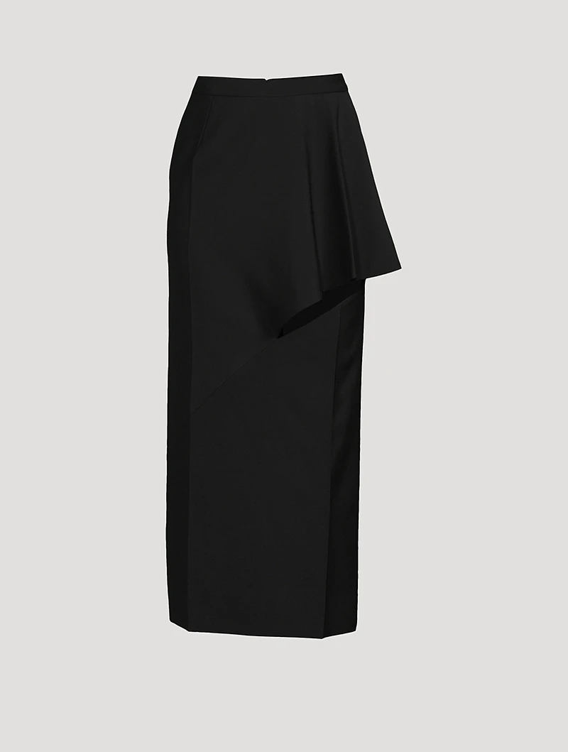 Slashed Wool Maxi Skirt