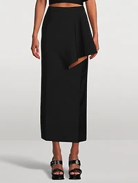 Slashed Wool Maxi Skirt