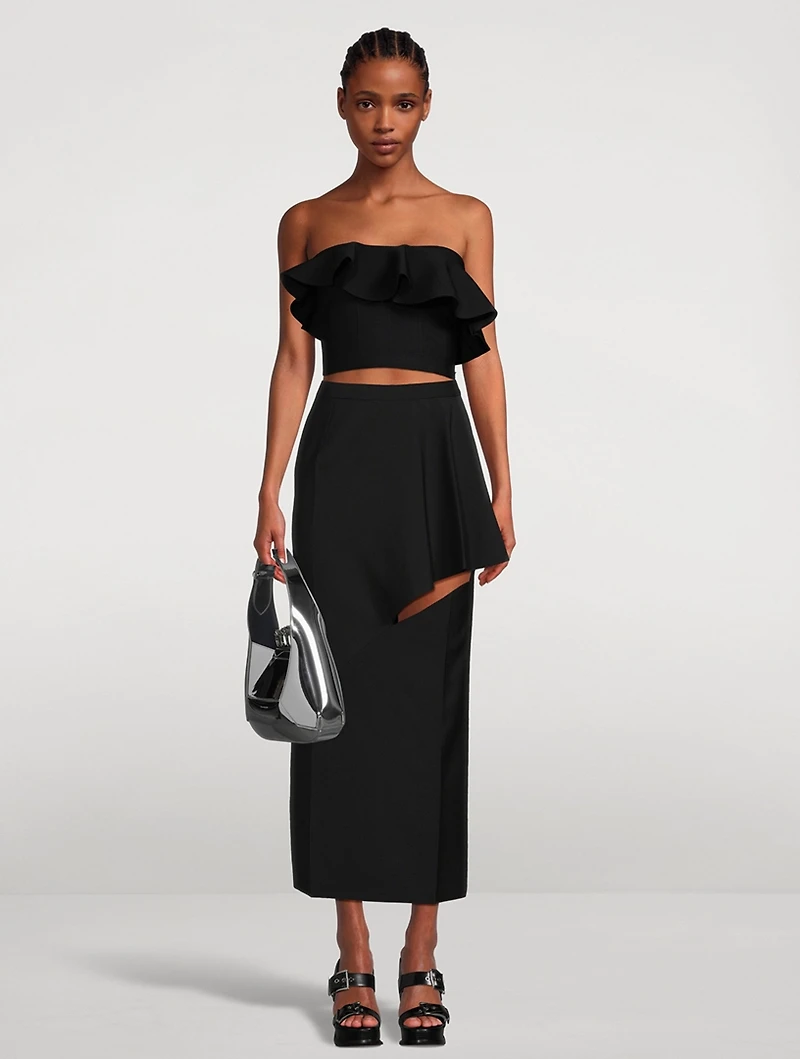 Slashed Wool Maxi Skirt