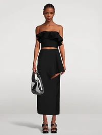Slashed Wool Maxi Skirt