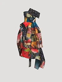 Slashed Polyfaille Dress in Hieronymus Bosch Print
