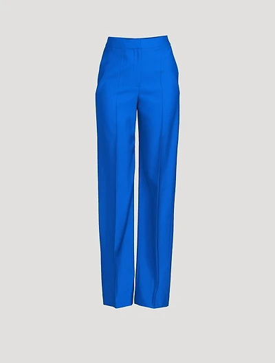High-Waisted Wide-Leg Wool Trousers