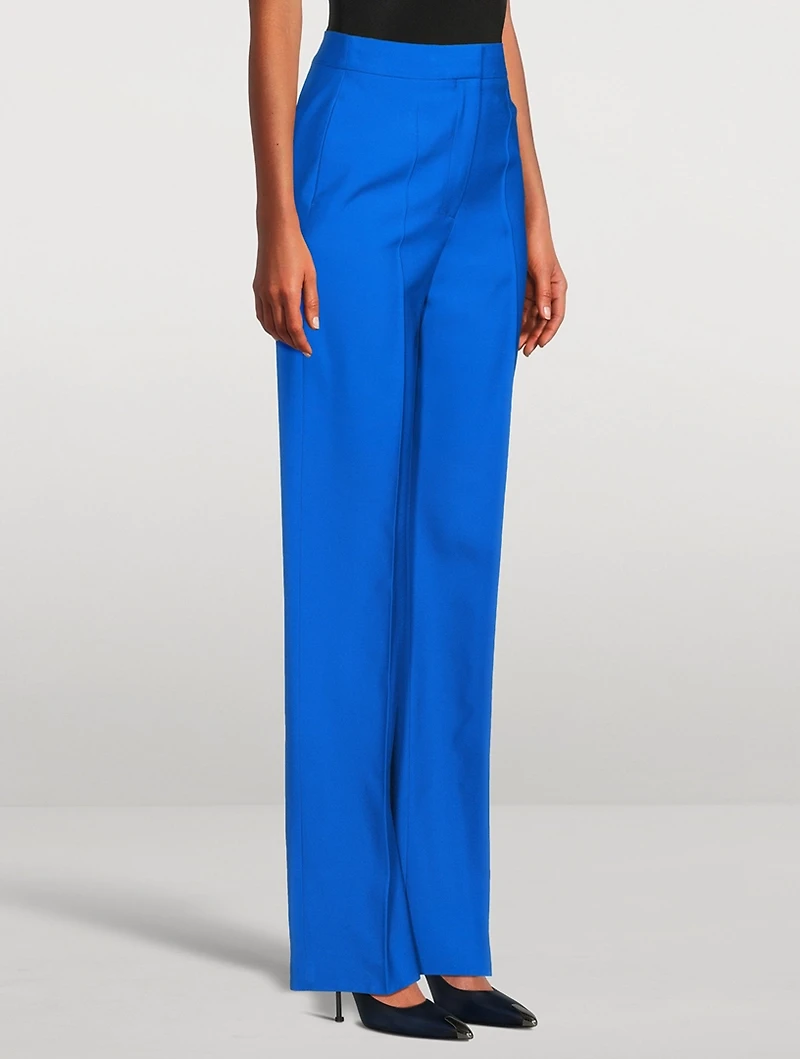 High-Waisted Wide-Leg Wool Trousers