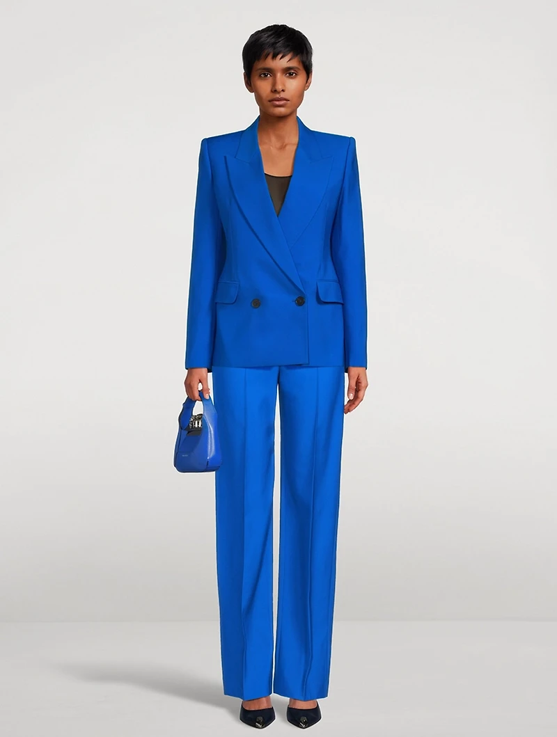 High-Waisted Wide-Leg Wool Trousers