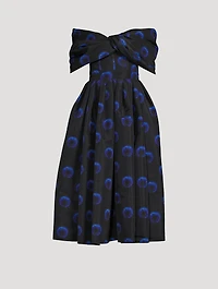 Off-The-Shoulder Polyfaille Dress Iris Print