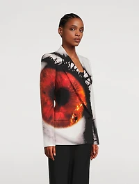 Double-Breasted Blazer Iris Print