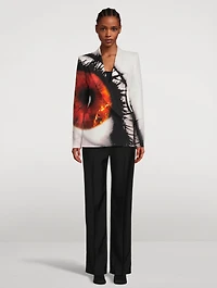 Double-Breasted Blazer Iris Print