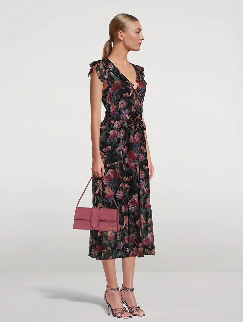Paradis Silk Midi Dress Floral Print