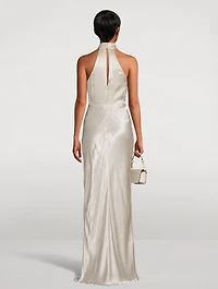 La Lune Satin Halter Gown