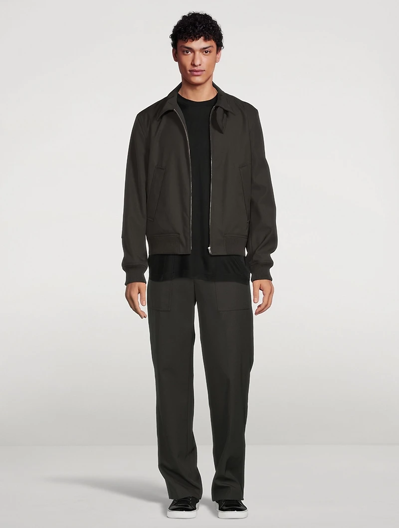 Wool-Blend Twill Bomber Jacket