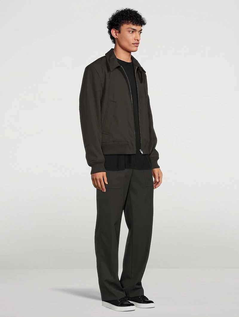 Wool-Blend Twill Bomber Jacket