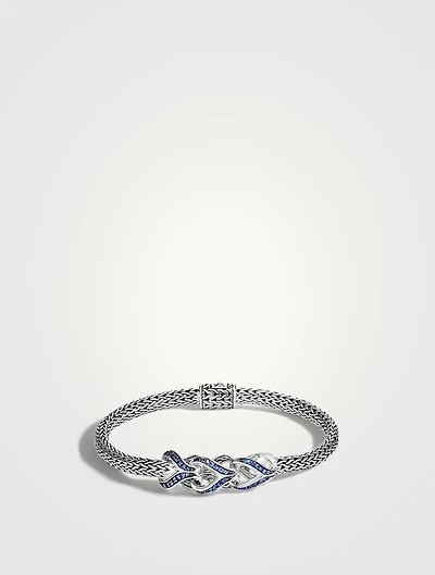 Sterling Silver And Blue Sapphire Classic Chain Asli Bracelet