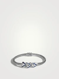 Sterling Silver And Blue Sapphire Classic Chain Asli Bracelet