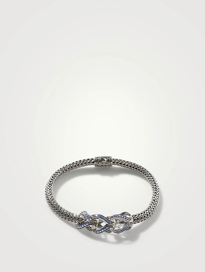 Sterling Silver And Blue Sapphire Classic Chain Asli Bracelet