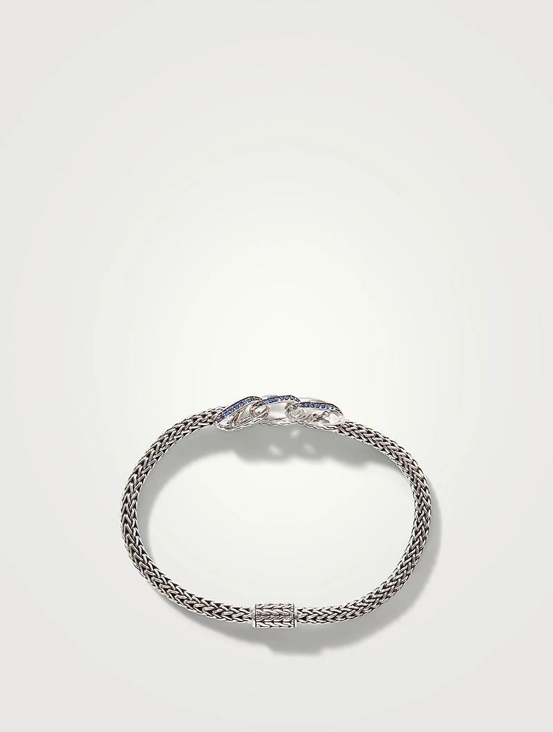Sterling Silver And Blue Sapphire Classic Chain Asli Bracelet