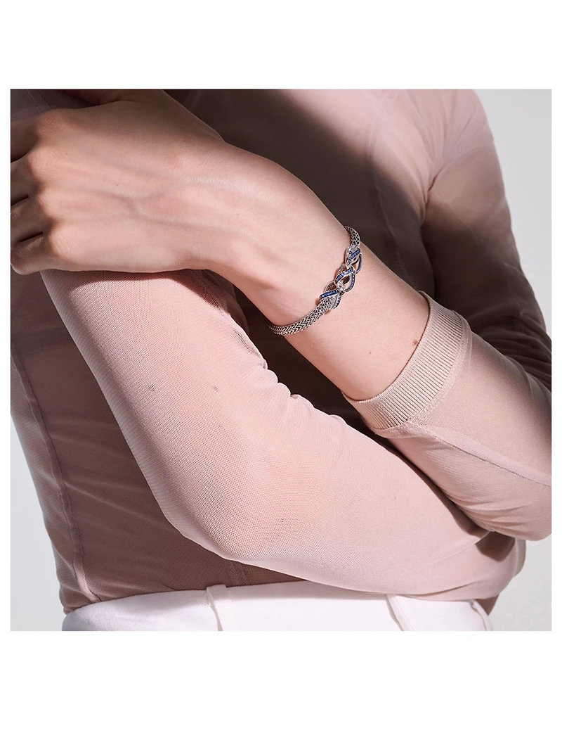 Sterling Silver And Blue Sapphire Classic Chain Asli Bracelet