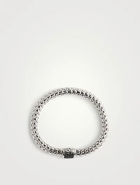 Icon 7.5MM Silver Classic Chain Bracelet With Pavé Black Sapphire