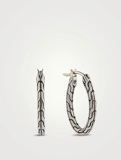 Carved Chain Small Oval Hoop Earrings