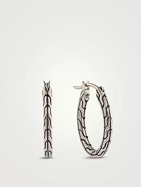 Carved Chain Small Oval Hoop Earrings