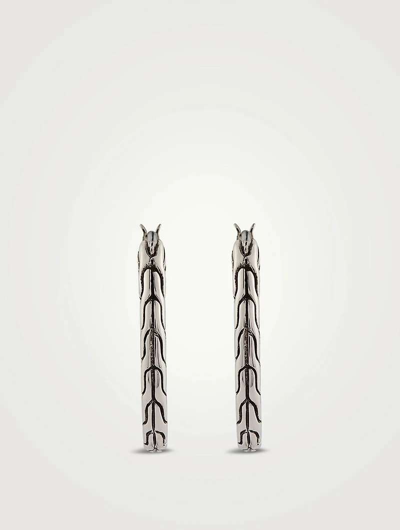 Carved Chain Small Oval Hoop Earrings