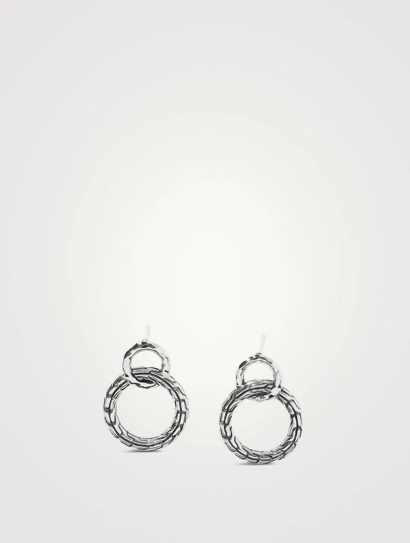 Carved Chain Interlocking Stud Earrings