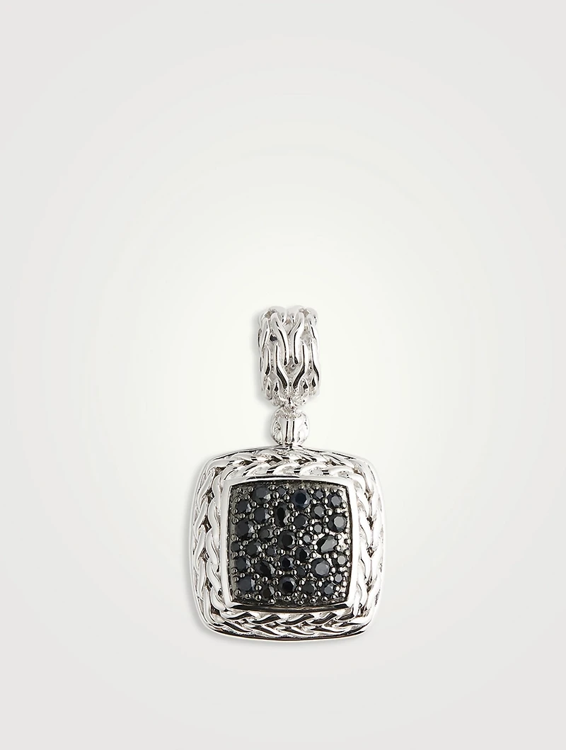 Classic Chain Silver Pendant With Black Sapphire