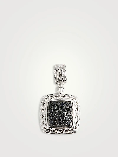 Classic Chain Silver Pendant With Black Sapphire
