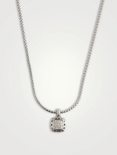 Classic Chain Silver Enhancer Necklace With Pavé Diamonds