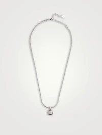 Classic Chain Silver Enhancer Necklace With Pavé Diamonds