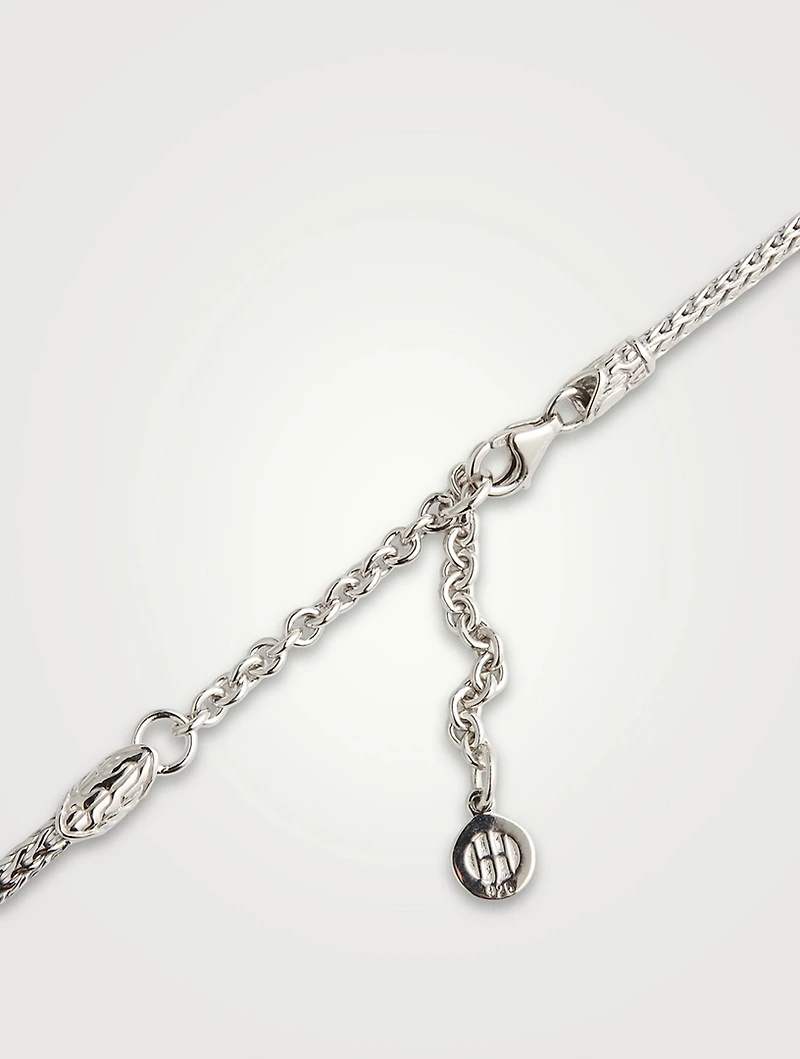 Classic Chain Silver Enhancer Necklace With Pavé Diamonds