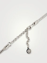 Classic Chain Silver Enhancer Necklace With Pavé Diamonds