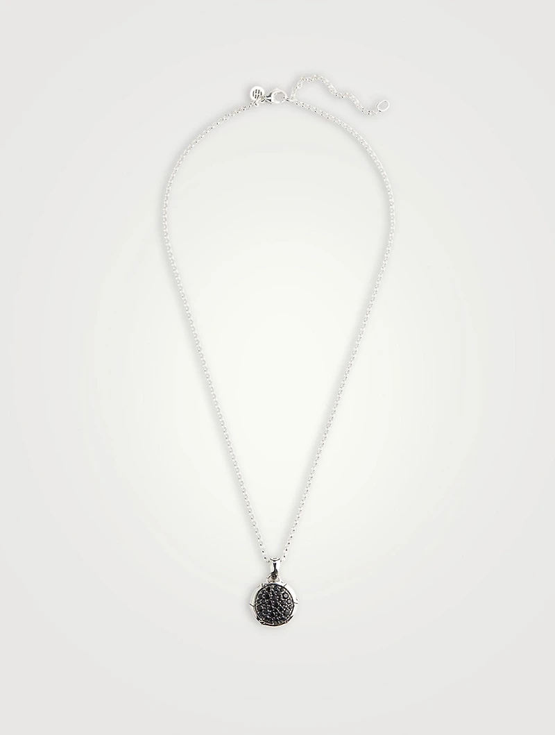 Sterling Silver And Black Sapphire Bamboo Pendant Necklace