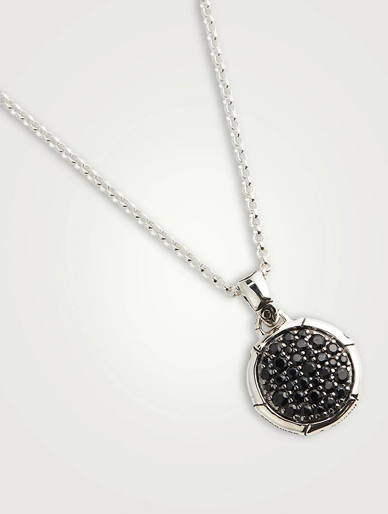 Sterling Silver And Black Sapphire Bamboo Pendant Necklace