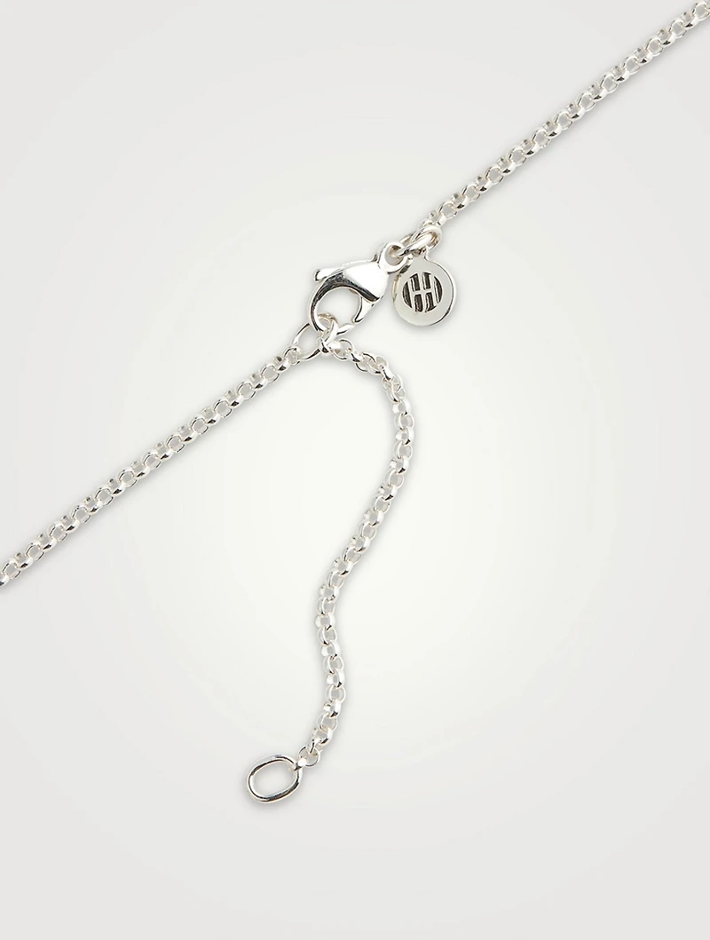 Sterling Silver And Black Sapphire Bamboo Pendant Necklace
