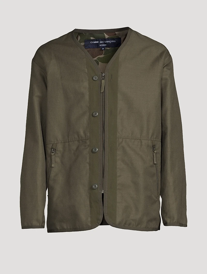 Collarless Zip Jacket