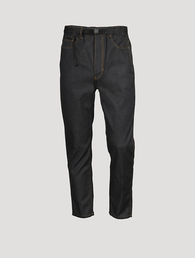 Cotton-Blend Slim-Fit Jeans With Belt