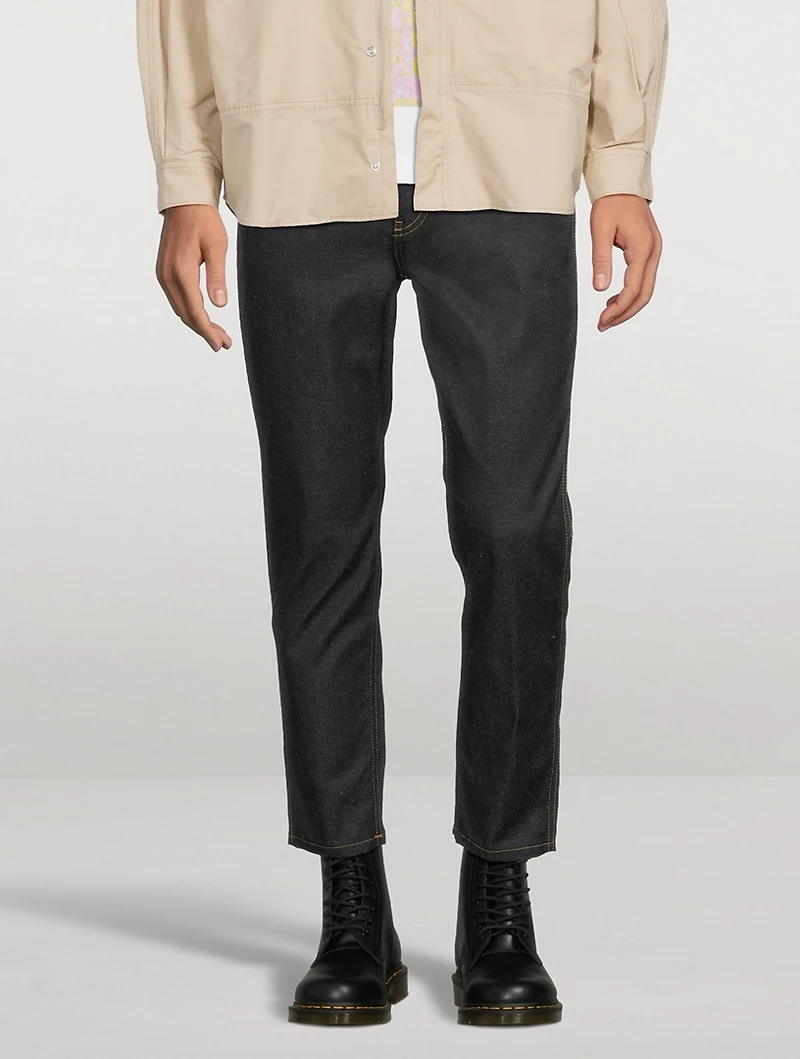 Cotton-Blend Slim-Fit Jeans With Belt