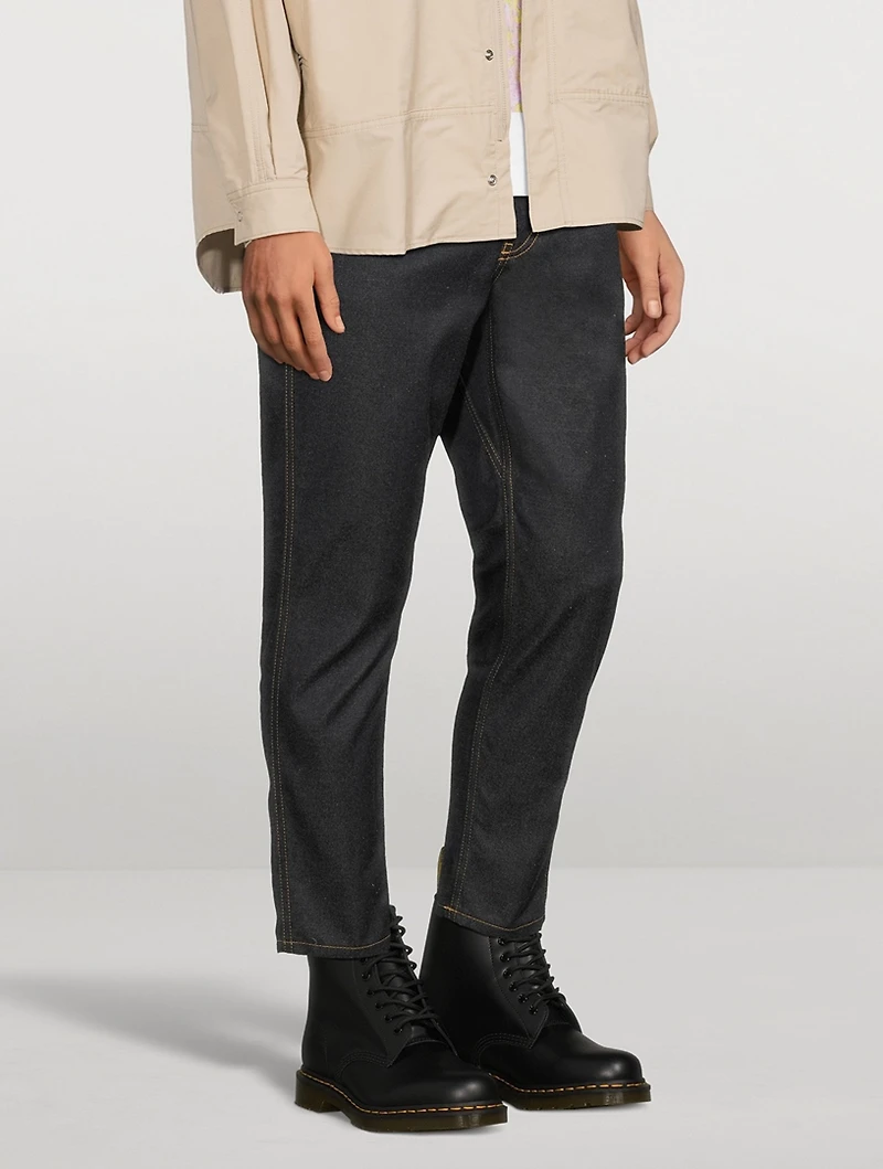 Cotton-Blend Slim-Fit Jeans With Belt