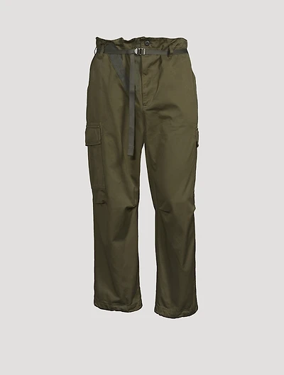 Cotton Straight-Leg Cargo Pants With Belt