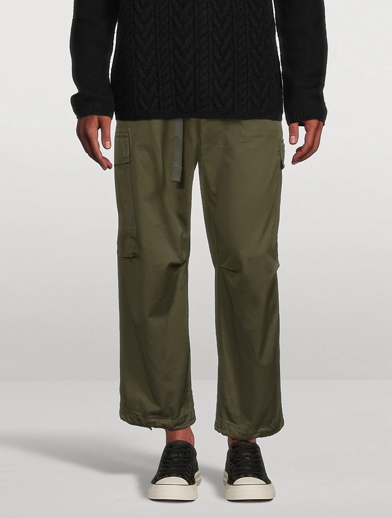 Cotton Straight-Leg Cargo Pants With Belt