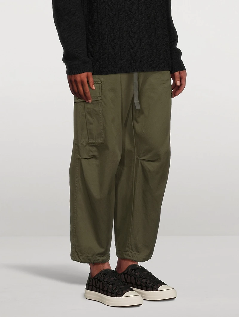 Cotton Straight-Leg Cargo Pants With Belt