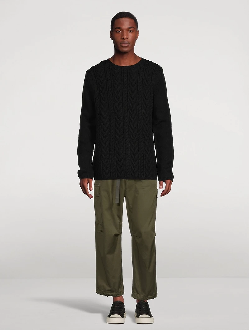 Cotton Straight-Leg Cargo Pants With Belt