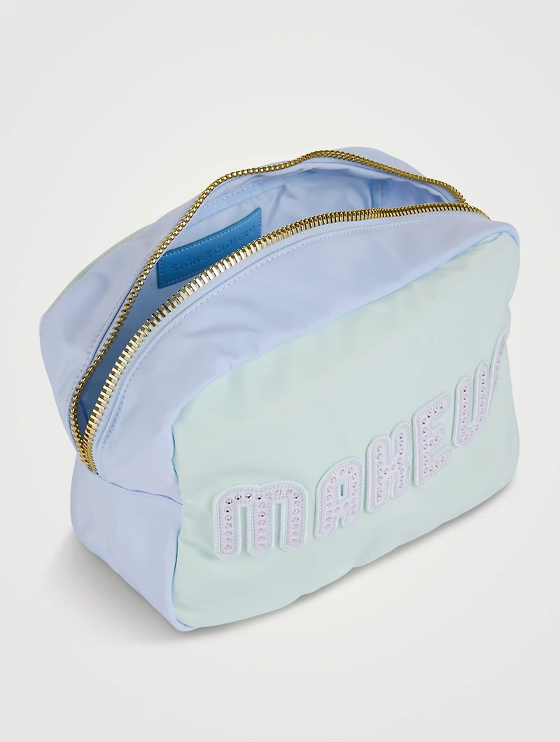 Large Colourblock Nylon Pouch with Makeup Lettering