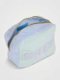Large Colourblock Nylon Pouch with Makeup Lettering