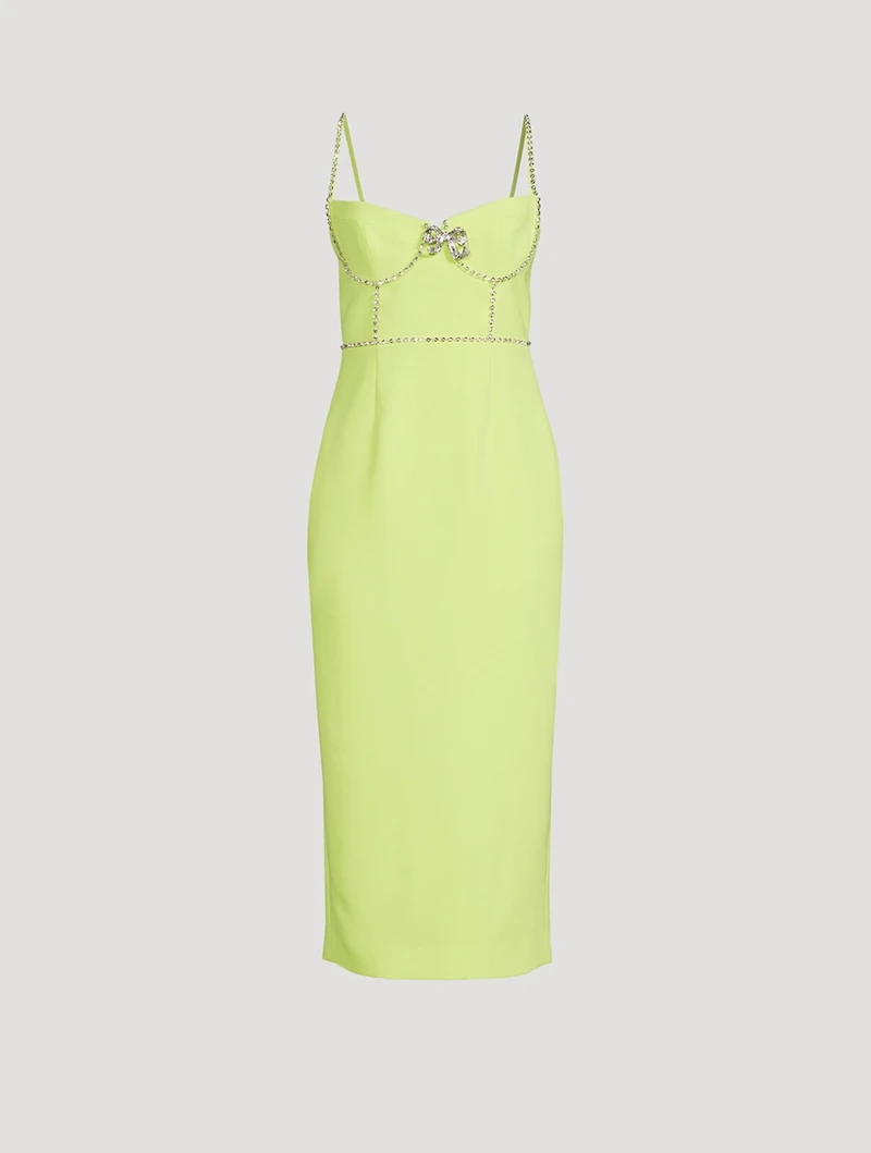 Embellished Bow Crepe Midi Dress