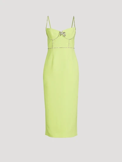 Embellished Bow Crepe Midi Dress