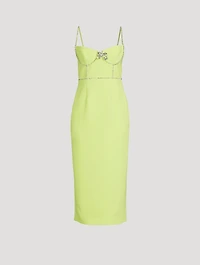 Embellished Bow Crepe Midi Dress